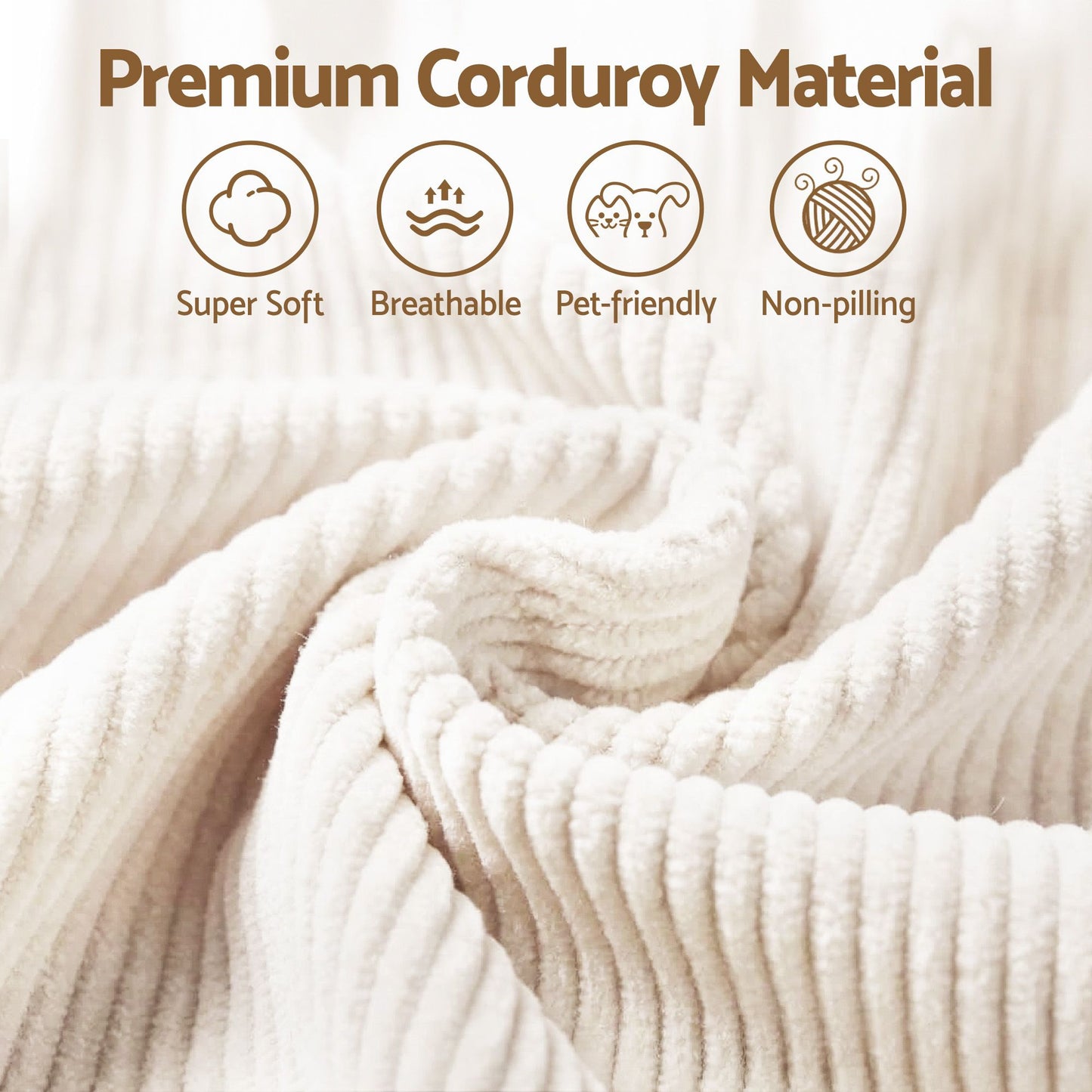Artiss Bean Bag Sofa w/Ottoman Corduroy for Adults Teens White