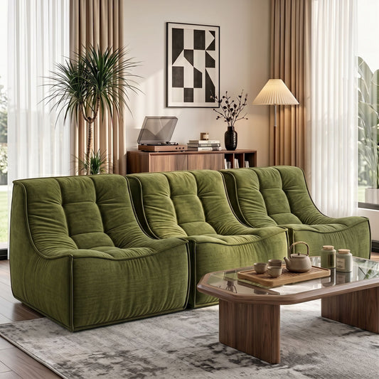 Artiss Set of 3 Sofa Modular Boneless Couches No Assembly Green