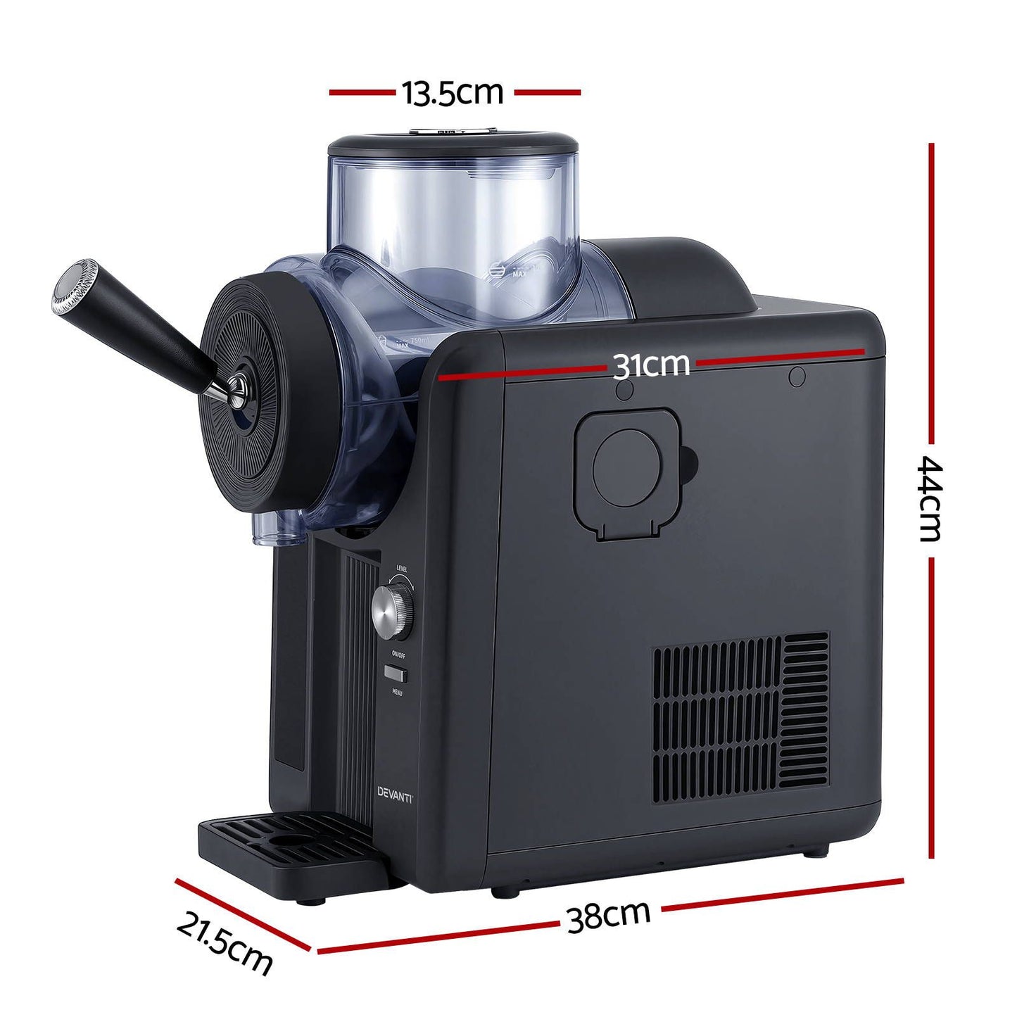 Devanti 2L Slushie Machine Ice Cream Maker Frozen Smoothies Milkshakes Black