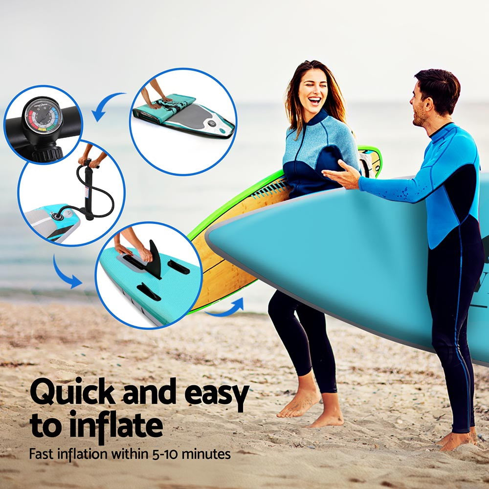 Weisshorn Stand Up Paddle Board 10,5ft aufblasbares SUP Surfboard Paddleboard Kajak Surf Grün