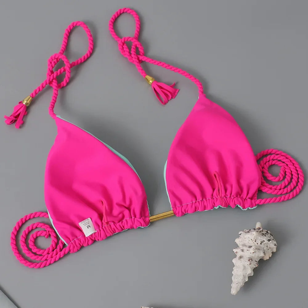 Swimsuit Women Bikinis Set Sexy Drawstring Bikini Beachwear Leopard Two-pieces Swimwear Bathing Suit Lace Up Bikini Set