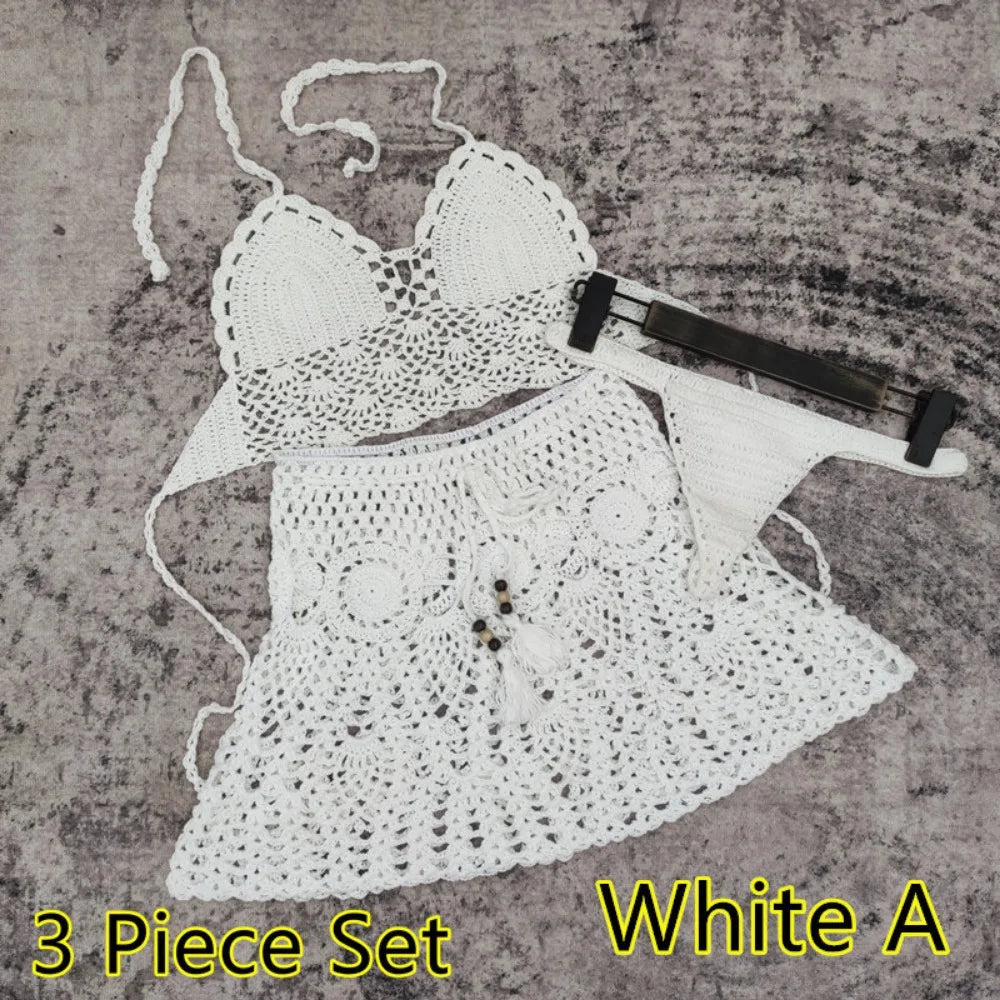 Hand Crochet Bikini Beach Skirt Swimsuit Swimsuit