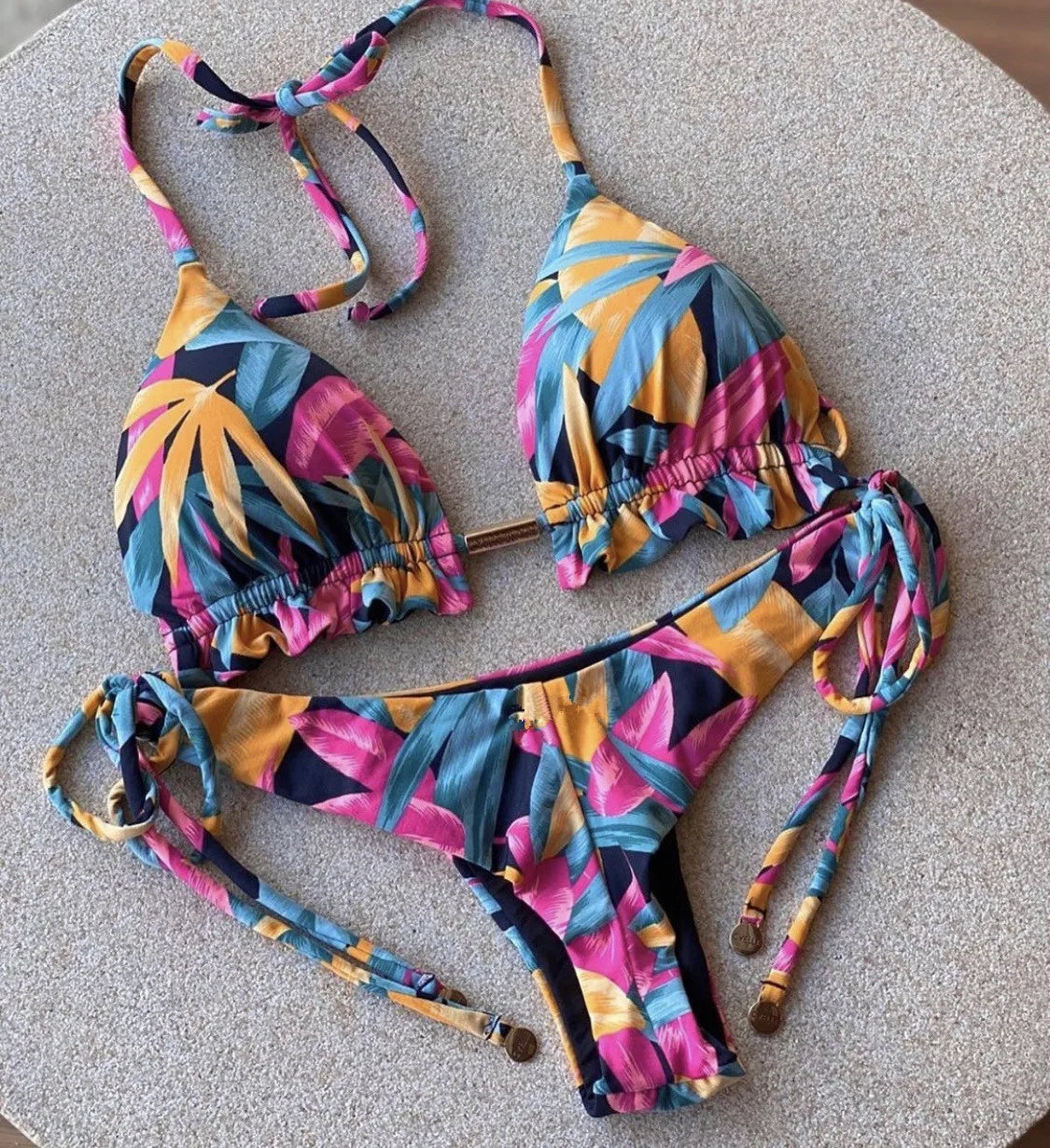 brazilian lace up push up bikini set micro swimwear designer tassels swimsuit beachwear outfit bathing suit women