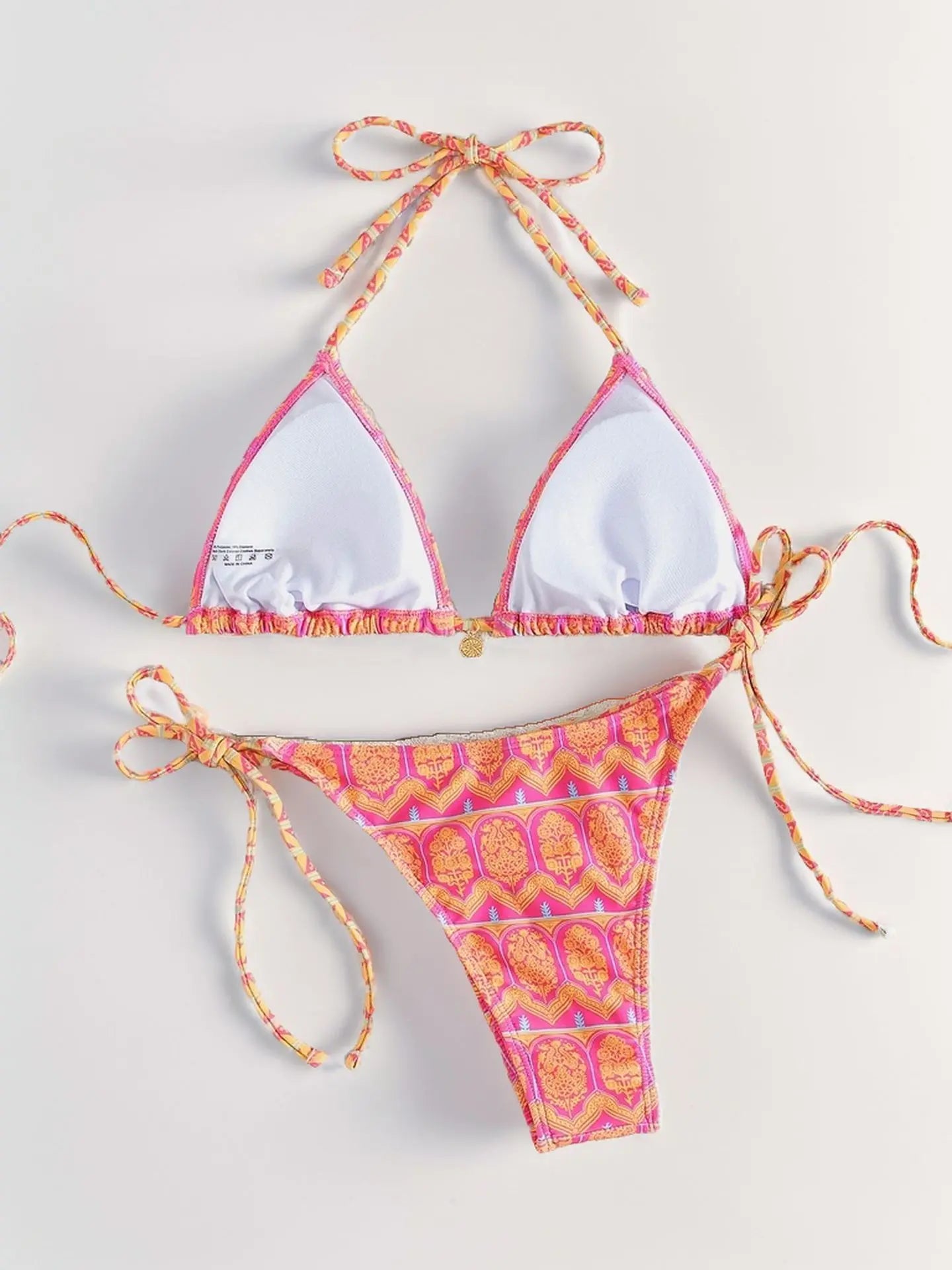 Summer Swimwear Women Sexy Backless Swimsuit 2 PCS Bikini Set Laced Up Split Bathing suit Low Waist Binding Strap Beach Bikini