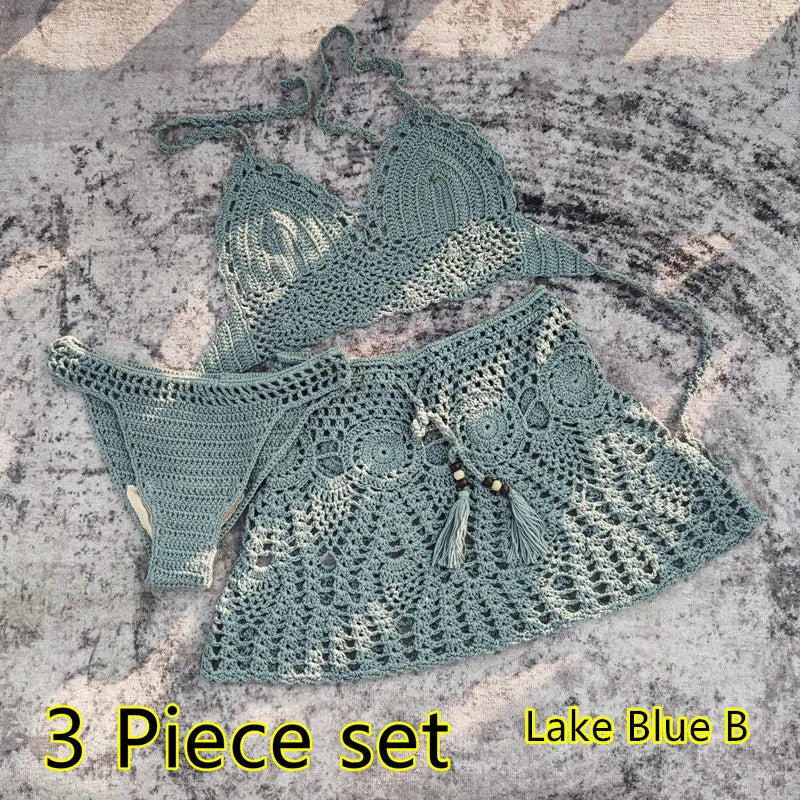 Hand Crochet Bikini Beach Skirt Swimsuit Swimsuit