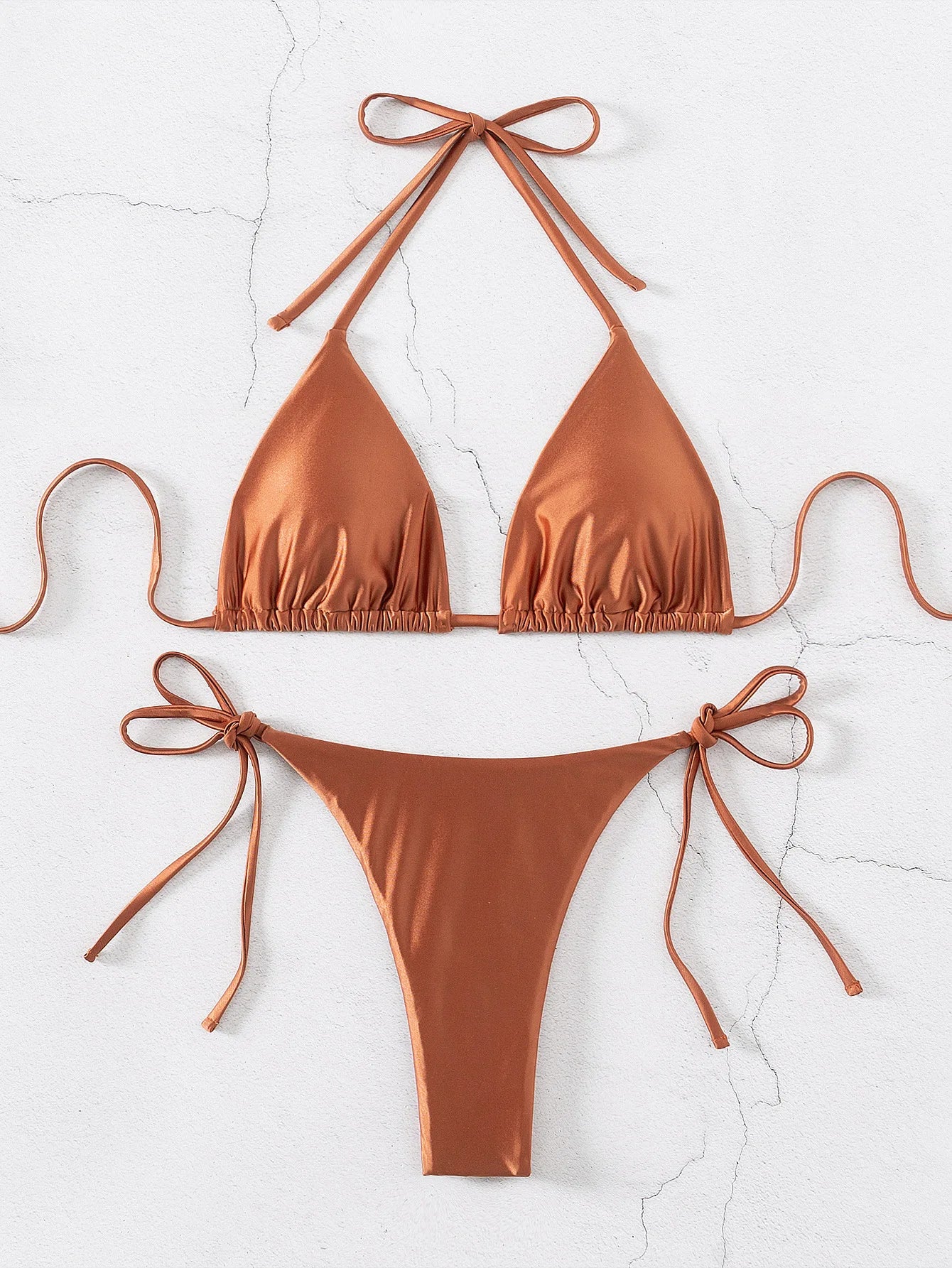 Summer Swimwear Women Sexy Backless Swimsuit 2 PCS Bikini Set Laced Up Split Bathing suit Low Waist Binding Strap Beach Bikini