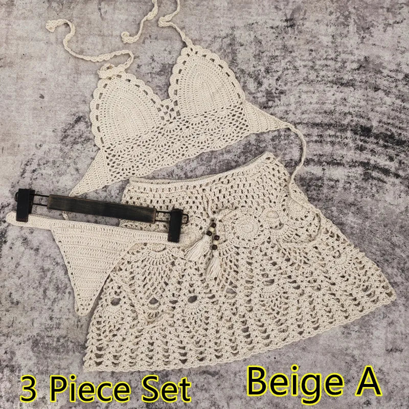 Hand Crochet Bikini Beach Skirt Swimsuit Swimsuit