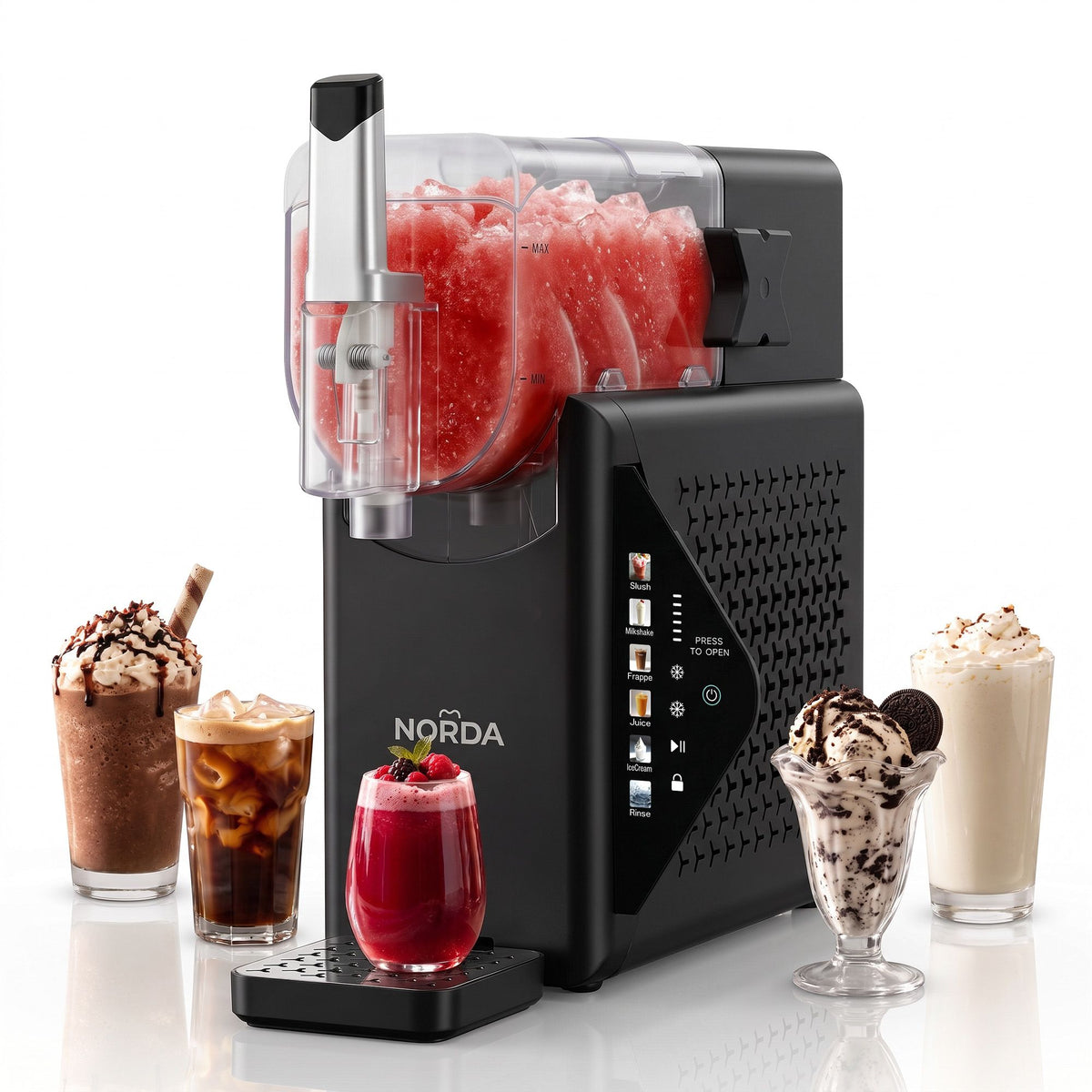 NORDA Slushie Machine 2.2L Frozen Drink Maker Ice Cream Maker Foldable Control Panel Black