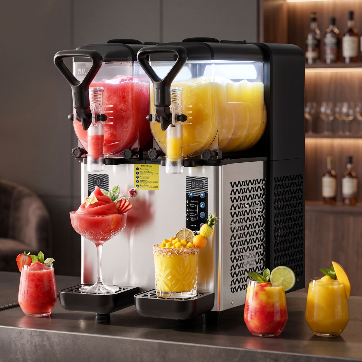 NORDA Slushie Machine 2x4L Tank Commercial Frozen Drink Maker 5 Modes Milkshake