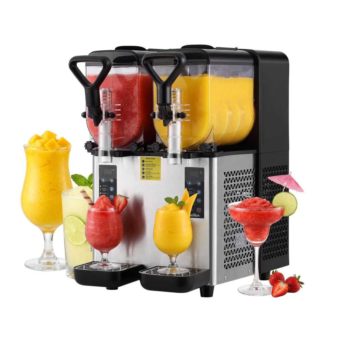 NORDA Slushie Machine 2x4L Tank Commercial Frozen Drink Maker 5 Modes Milkshake