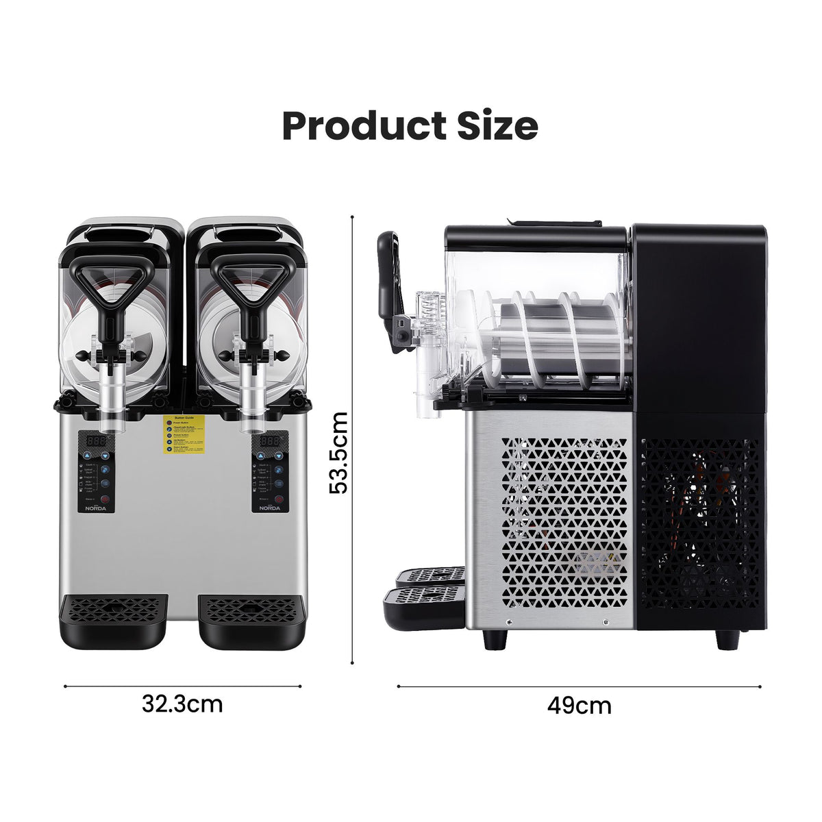NORDA Slushie Machine 2x4L Tank Commercial Frozen Drink Maker 5 Modes Milkshake