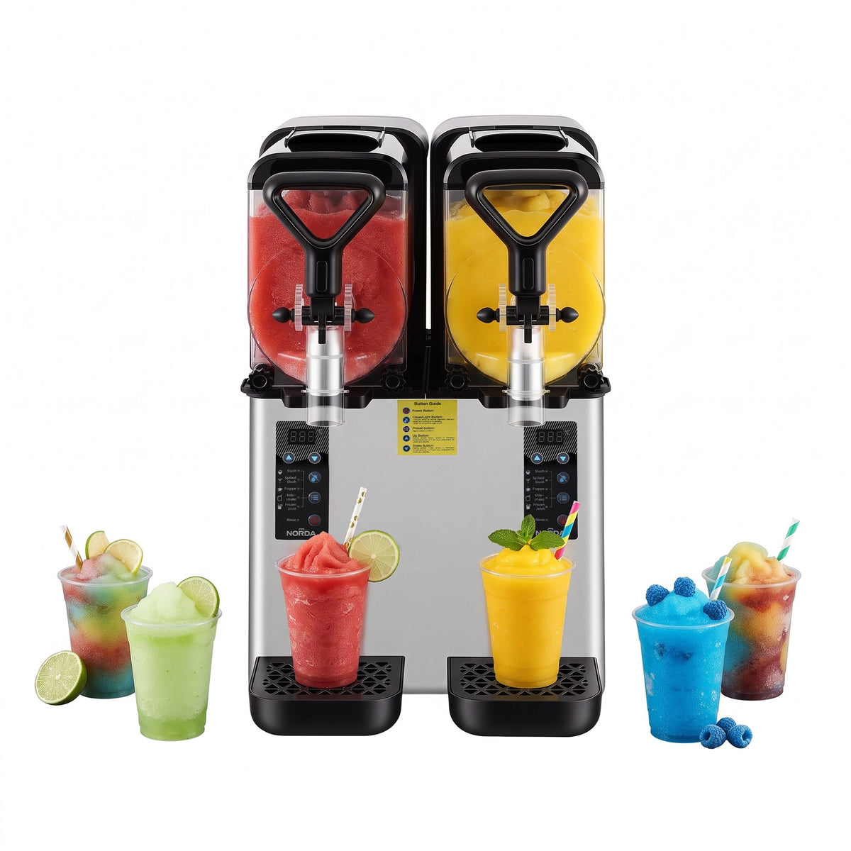 NORDA Slushie Machine 2x4L Tank Commercial Frozen Drink Maker 5 Modes Milkshake
