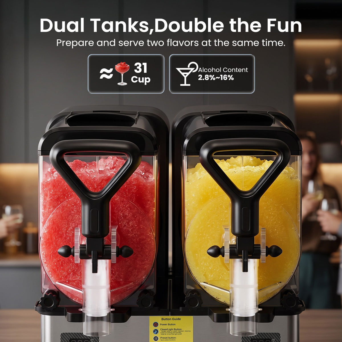 NORDA Slushie Machine 2x4L Tank Commercial Frozen Drink Maker 5 Modes Milkshake