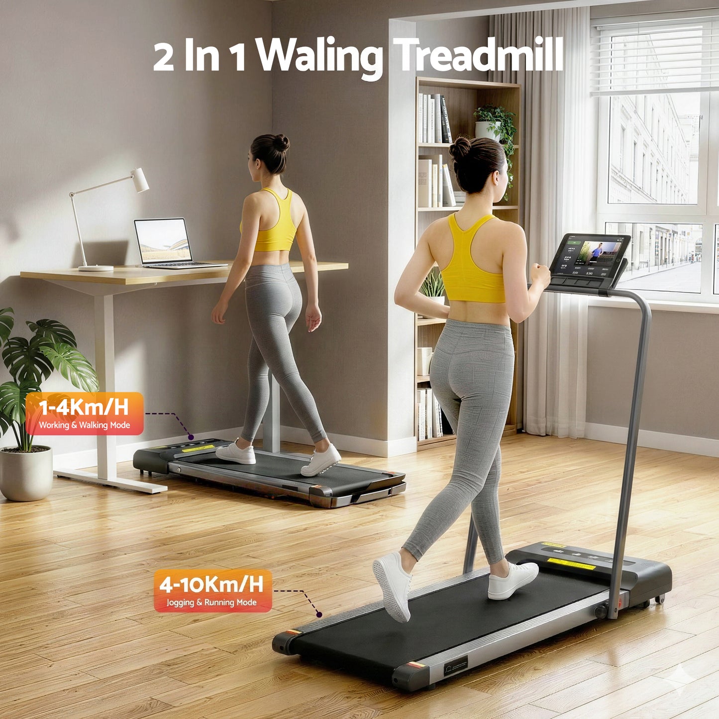 Everfit Treadmill Electric Walking Pad Under Desk Home Gym Fitness 380mm Grey