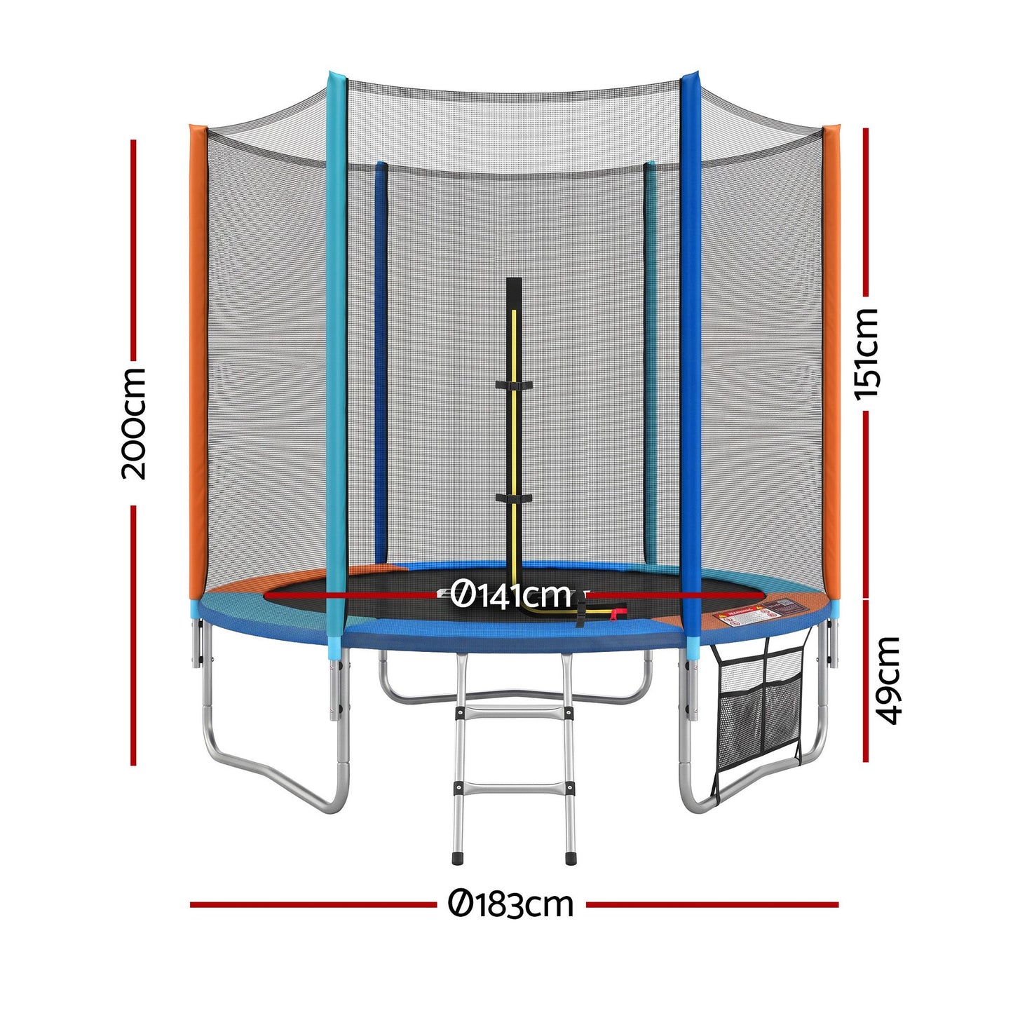 Everfit 6FT Kids Trampoline Rebounder with Enclosure Net Storage Bag