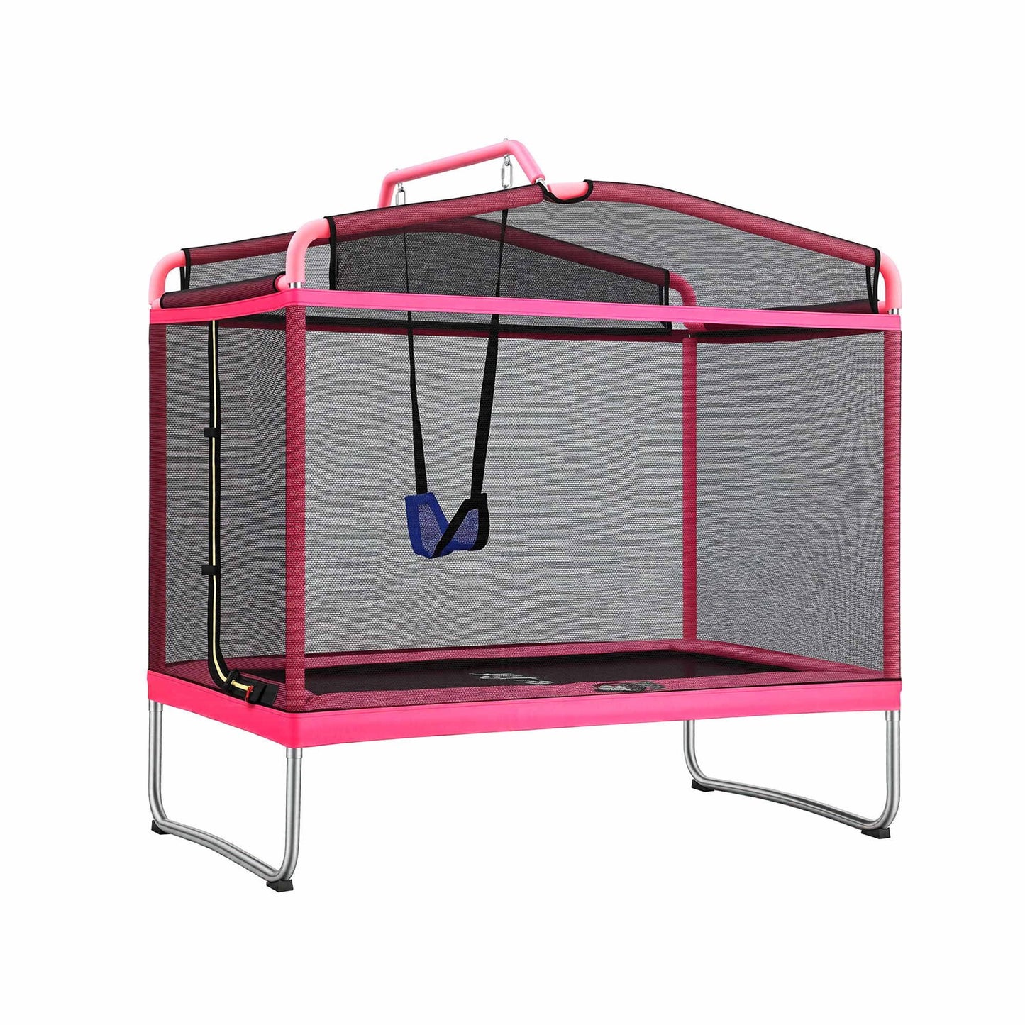 Everfit 3-in-1 Kids Rectangle 6FT Trampoline Rebounder with Swing Belt Pink