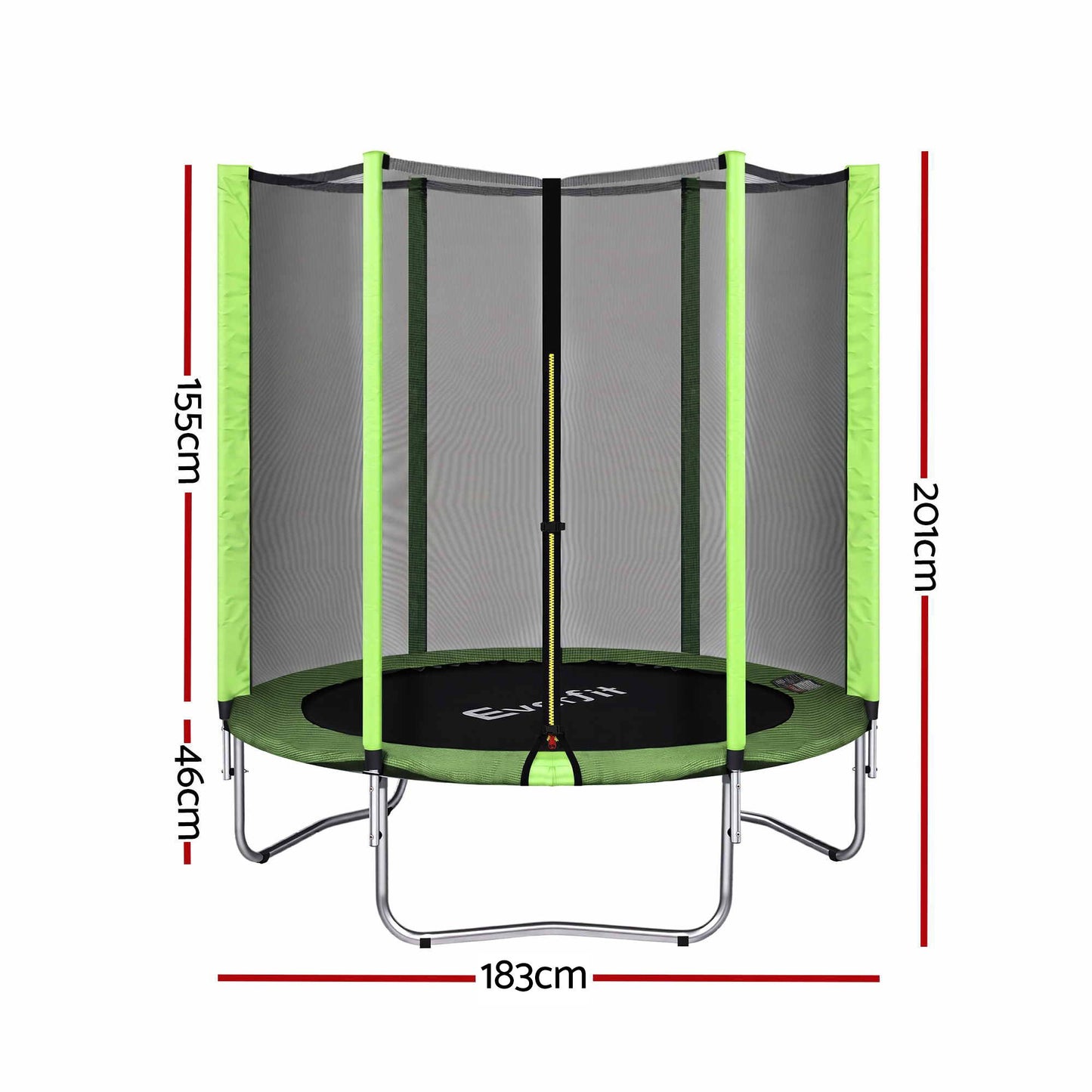 Everfit 6FT Kids Trampoline Round Rebounder with Enclosure Net Green