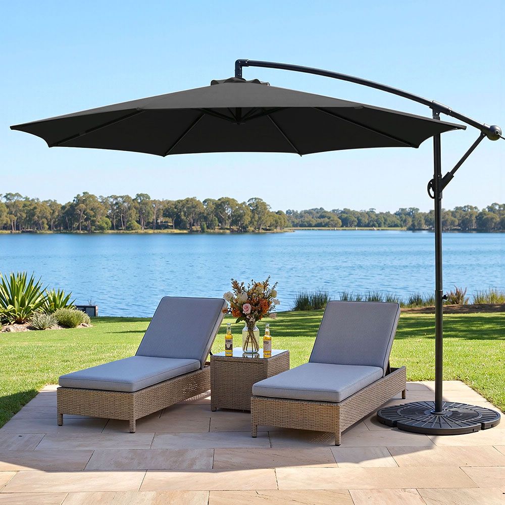Instahut 3m Outdoor Umbrella Cantilever Beach Garden Patio Black