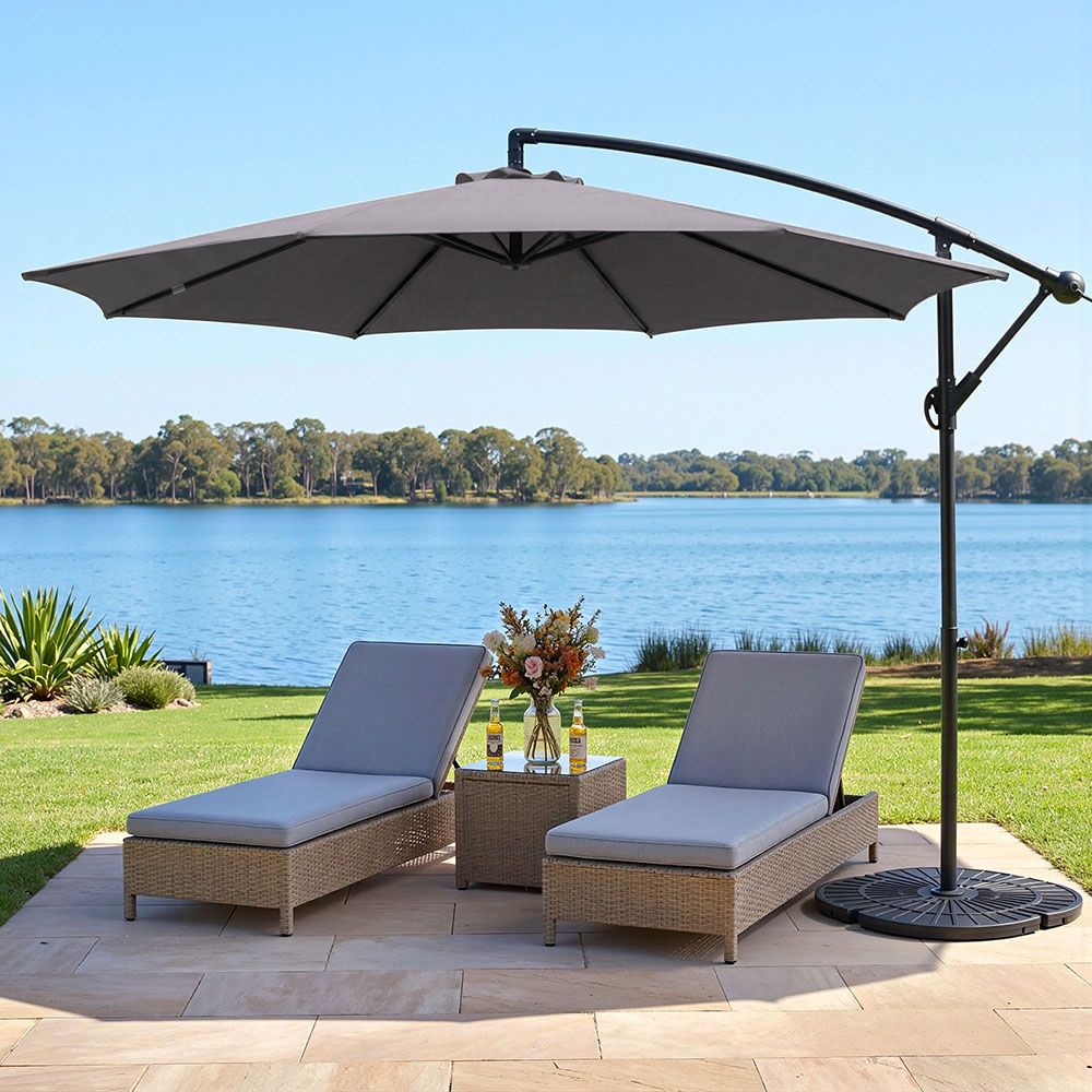 Instahut 3m Outdoor Umbrella Cantilever Beach Garden Patio Grey