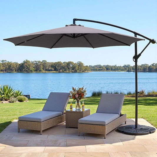Instahut 3m Outdoor Umbrella Cantilever Beach Garden Patio Grey