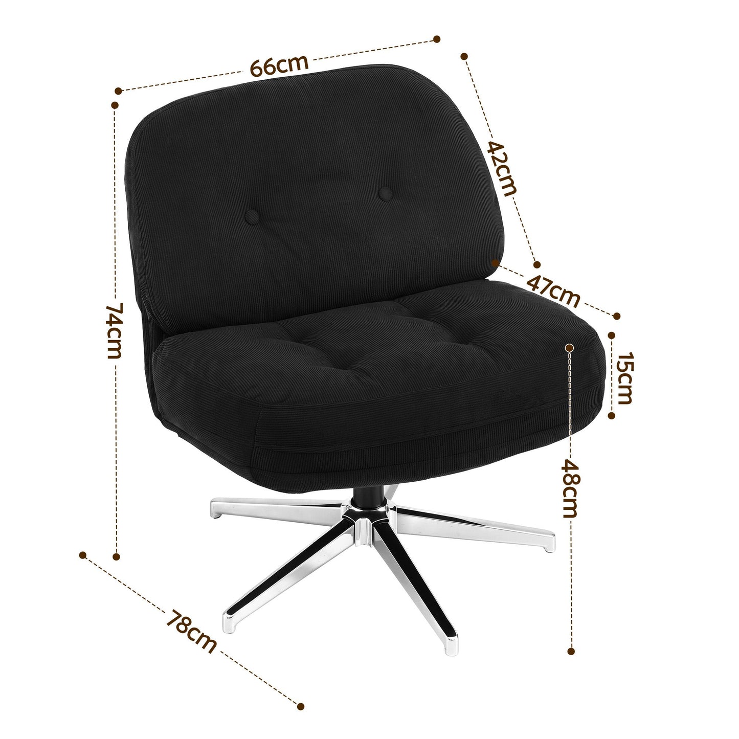 Artiss Swivel Chair Nursing Armchair Lounge Corduroy Steel Star Base Black