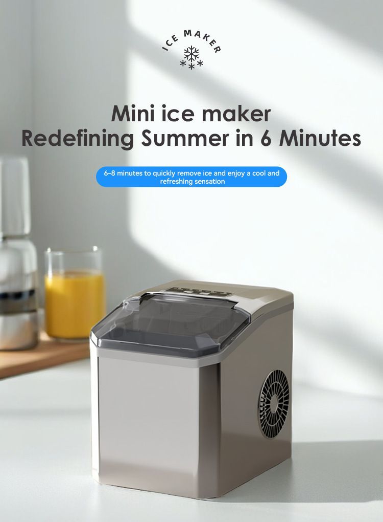 mini ice maker, household ice maker, portable ice maker, desktop ice maker, automatic ice maker, smart ice maker, bullet ice maker, dormitory ice maker, Australia, summer, small appliance, countertop ice machine - Black - Size Australian Standard