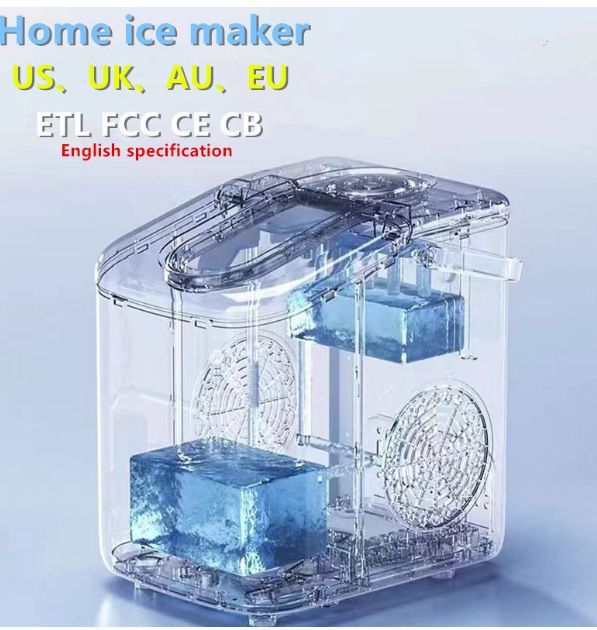 mini ice maker, household ice maker, portable ice maker, desktop ice maker, automatic ice maker, smart ice maker, bullet ice maker, dormitory ice maker, Australia, summer, small appliance, countertop ice machine - Black - Size Australian Standard