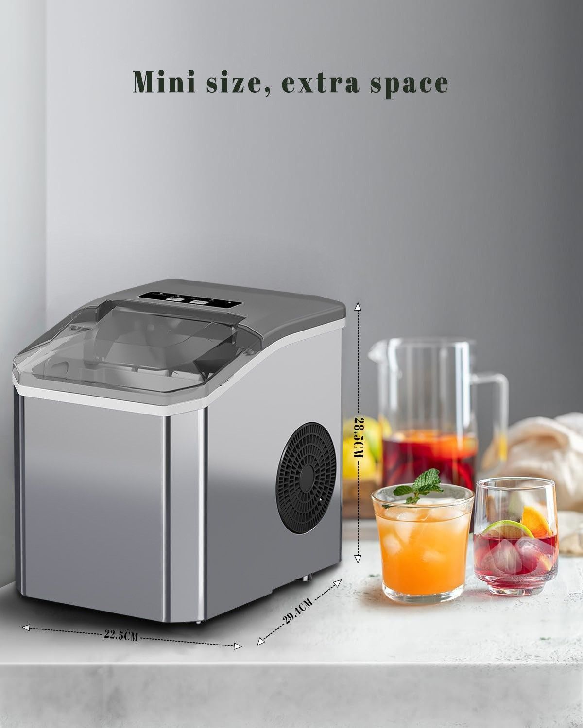 mini ice maker, household ice maker, portable ice maker, desktop ice maker, automatic ice maker, smart ice maker, bullet ice maker, dormitory ice maker, Australia, summer, small appliance, countertop ice machine - Black - Size Australian Standard