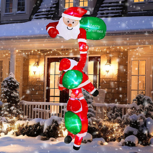 8FT Inflatable Santas Decorations Outdoor, Funny Christmas Inflatables Santa Large Blow up Ornament, Outdoor Jumbo Ornament for Yard Lawn Holiday