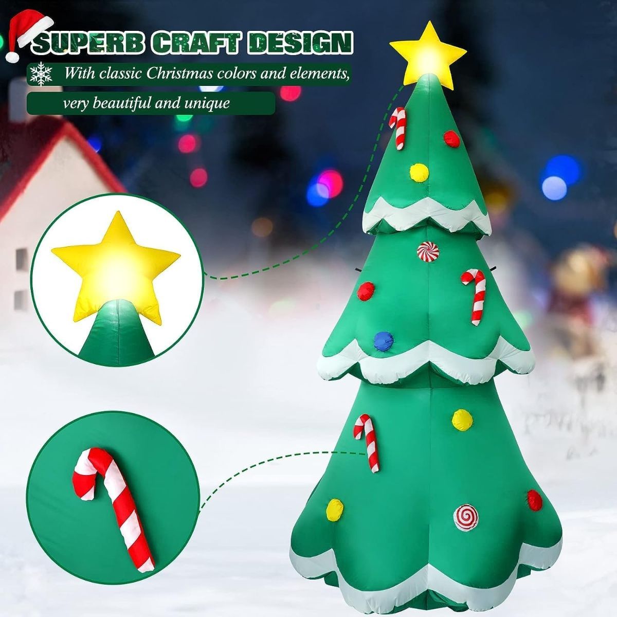 5 FT Christmas Inflatables Tree Outdoor Decorations Blow Up Tree Yard Decoration with Built-in LEDs for Xmas Holiday Party Indoor Garden Lawn Decor