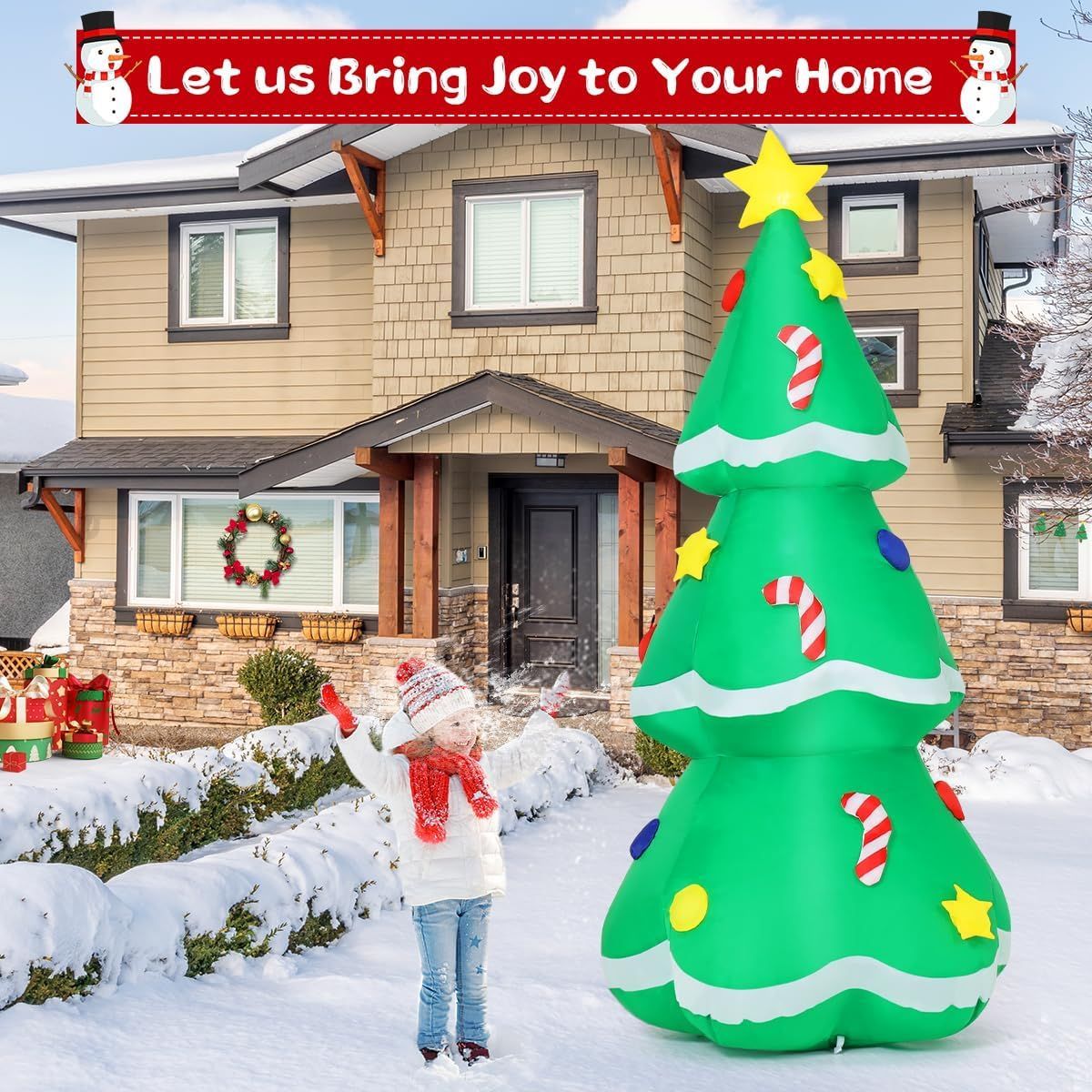 5 FT Christmas Inflatables Tree Outdoor Decorations Blow Up Tree Yard Decoration with Built-in LEDs for Xmas Holiday Party Indoor Garden Lawn Decor