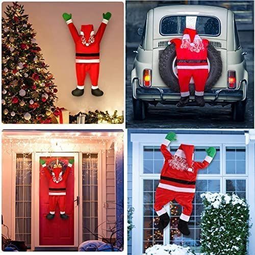 3.5 Ft Hanging Christmas Santa Claus Decorations,Christmas Ornaments Decoration from The Gutter Roof Outdoor Yard Decor Home Wall Car Indoor (3.5 ft(108 cm)) Red