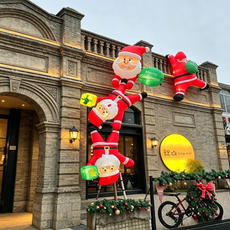 8FT Inflatable Climbing Santa Christmas Decoration with LED Lights, Automatic Inflation & Sturdy Anchors for Outdoor Yard Display