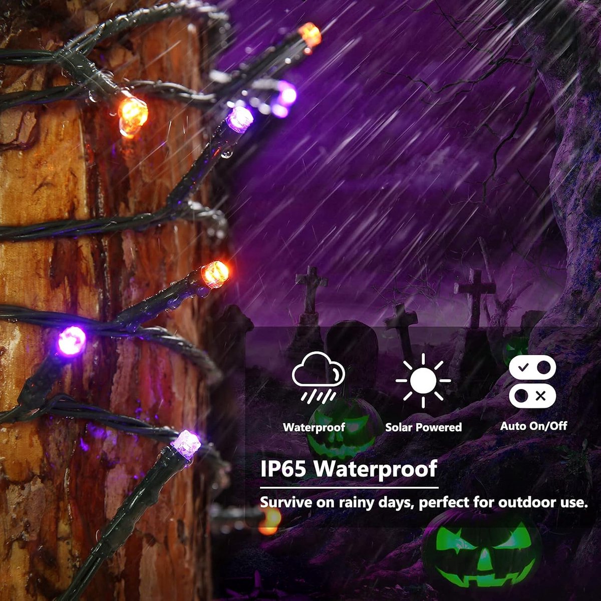 2 Pieces Solar Garden Lights Total 171 FT, 400 LED Lights - Halloween Lighting - Halloween String Lights - Halloween Decoration - Halloween Lanterns Decoration - Small Party Lights - Fairy Lights - Waterproof - For Garden - Patio And Path