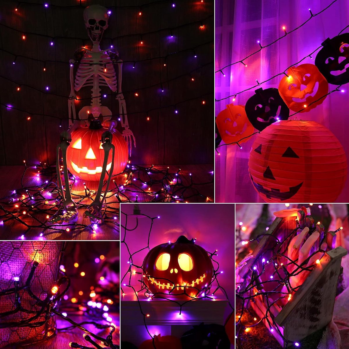 2 Pieces Solar Garden Lights Total 171 FT, 400 LED Lights - Halloween Lighting - Halloween String Lights - Halloween Decoration - Halloween Lanterns Decoration - Small Party Lights - Fairy Lights - Waterproof - For Garden - Patio And Path