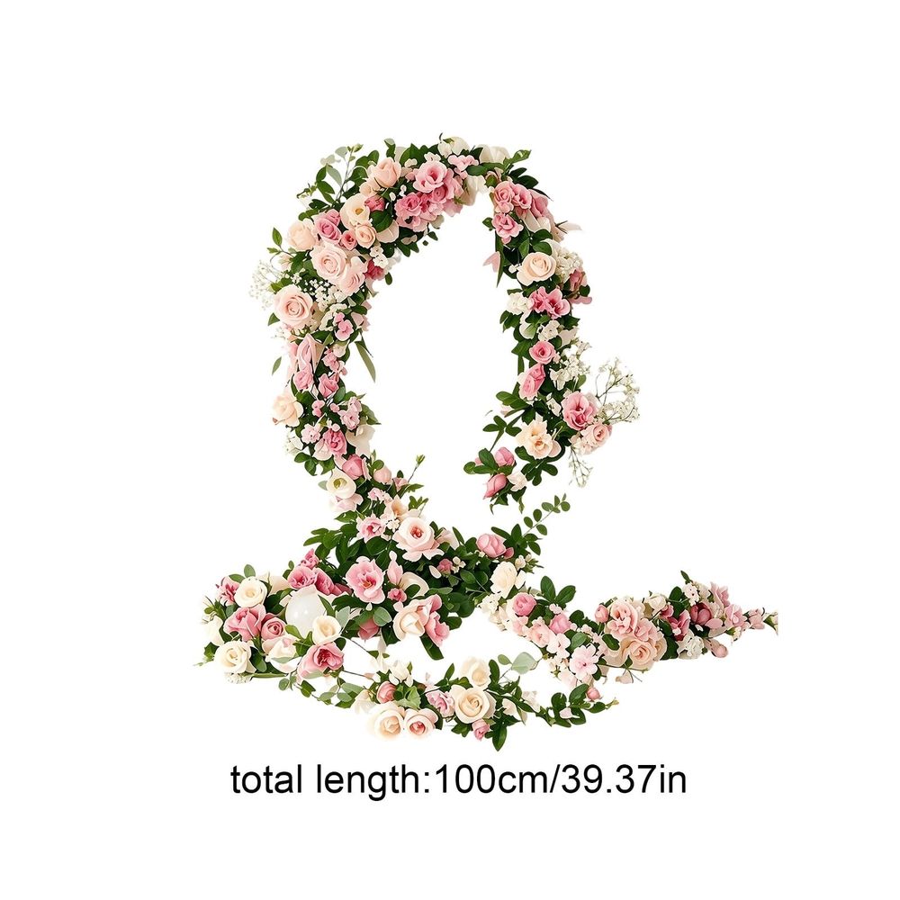 Artificial Rose Flower Garland Hanging Floral Vine for Wedding Arch Wall Ceiling Room Party Pergola Home Decoration 39.37 inch