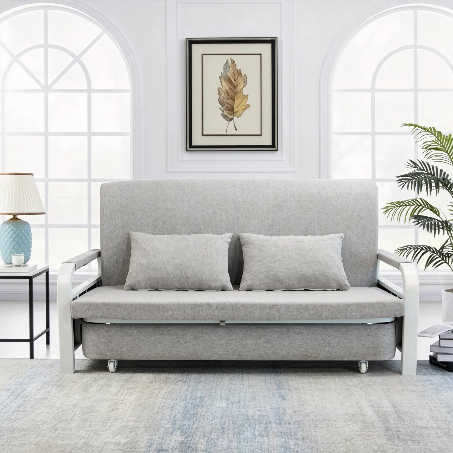 2 In 1 Sofa Bed Beneath Foldable Carbon Hidden Storage Sofa - 128cm