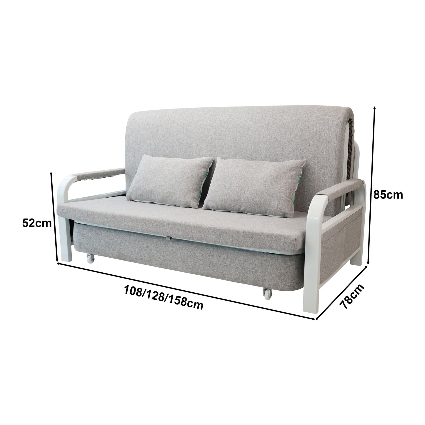 2 In 1 Sofa Bed Beneath Foldable Carbon Hidden Storage Sofa - 128cm
