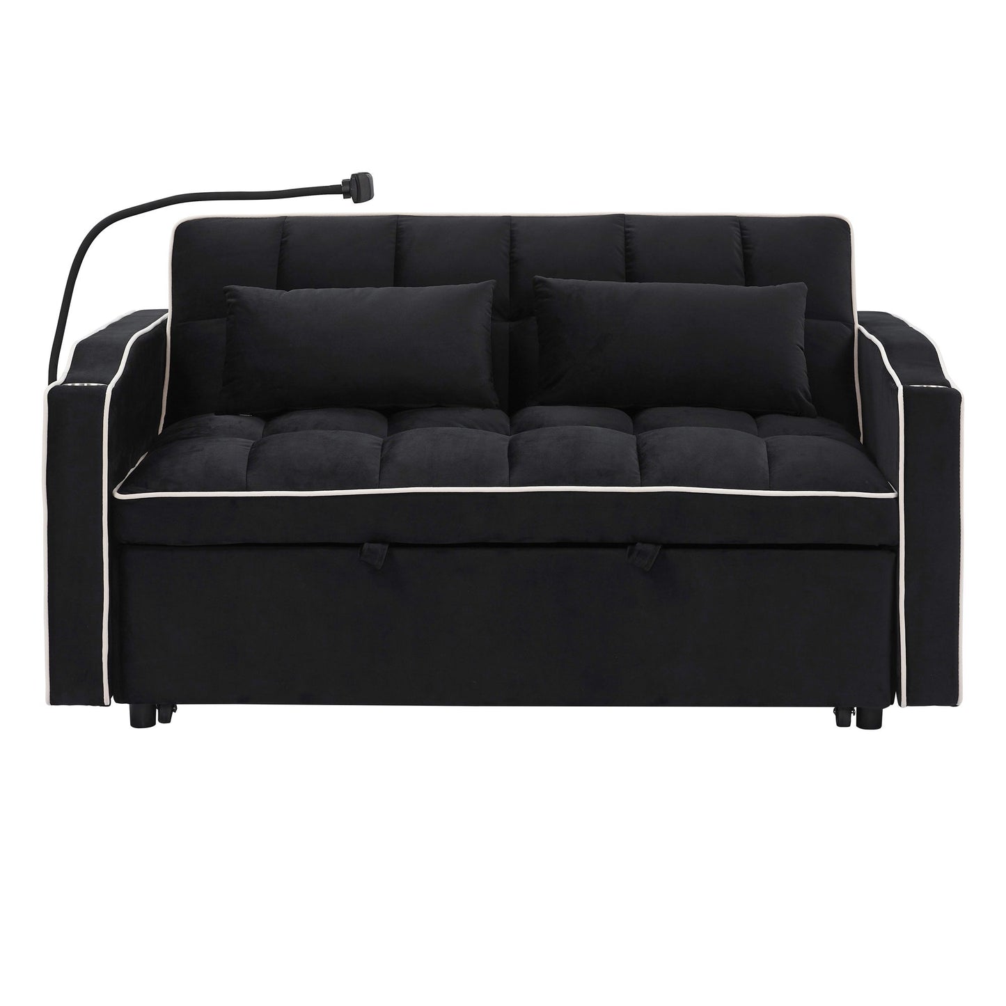 Fashionable Modern and Multi-functional Foldable Velvet Sofa Bed - Light Grey