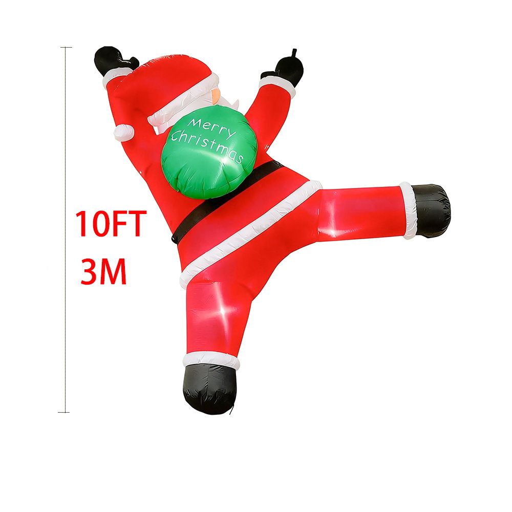 Inflatable Climbing Santa Claus Christmas Yard Decoration with LED Lights, Hanging Holiday Display for Storefront, Window, Home Wall and Eaves, Festive Outdoor Christmas Decor Prop (3m(10ft))