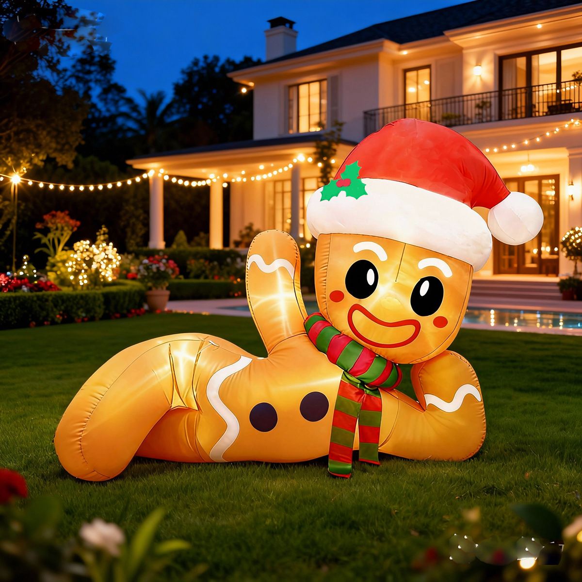 10FT Inflatable Gingerbread Man Christmas Decoration with LED Lights, Weatherproof Blow-Up Yard Display for Outdoor Lawn, Garden, Patio and Front Porch Holiday Festive Decor (Gingerbread Man)