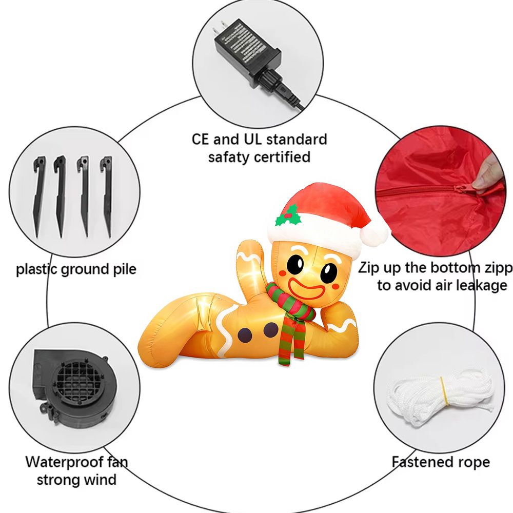 10FT Inflatable Gingerbread Man Christmas Decoration with LED Lights, Weatherproof Blow-Up Yard Display for Outdoor Lawn, Garden, Patio and Front Porch Holiday Festive Decor (Gingerbread Man)