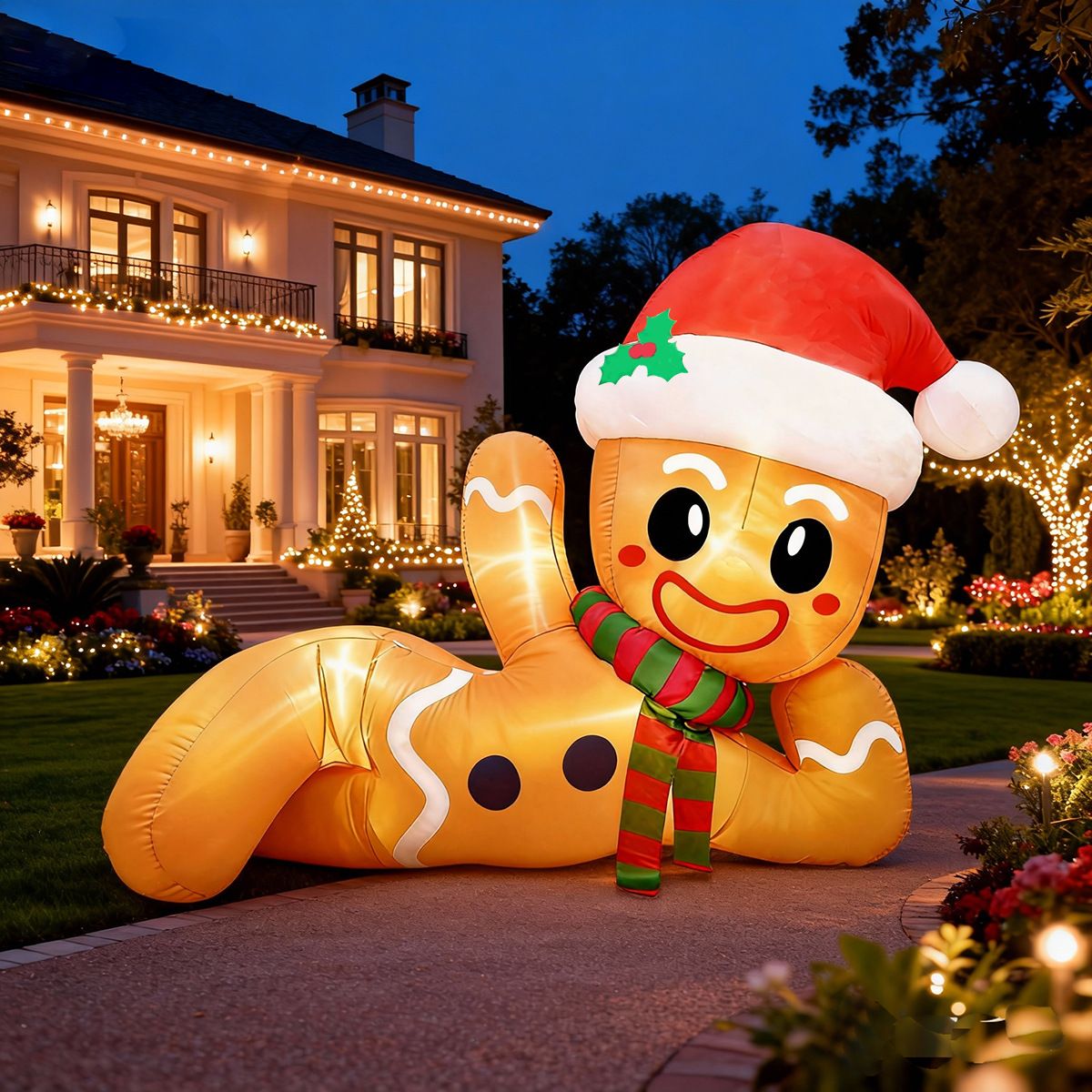 10FT Inflatable Gingerbread Man Christmas Decoration with LED Lights, Weatherproof Blow-Up Yard Display for Outdoor Lawn, Garden, Patio and Front Porch Holiday Festive Decor (Gingerbread Man)