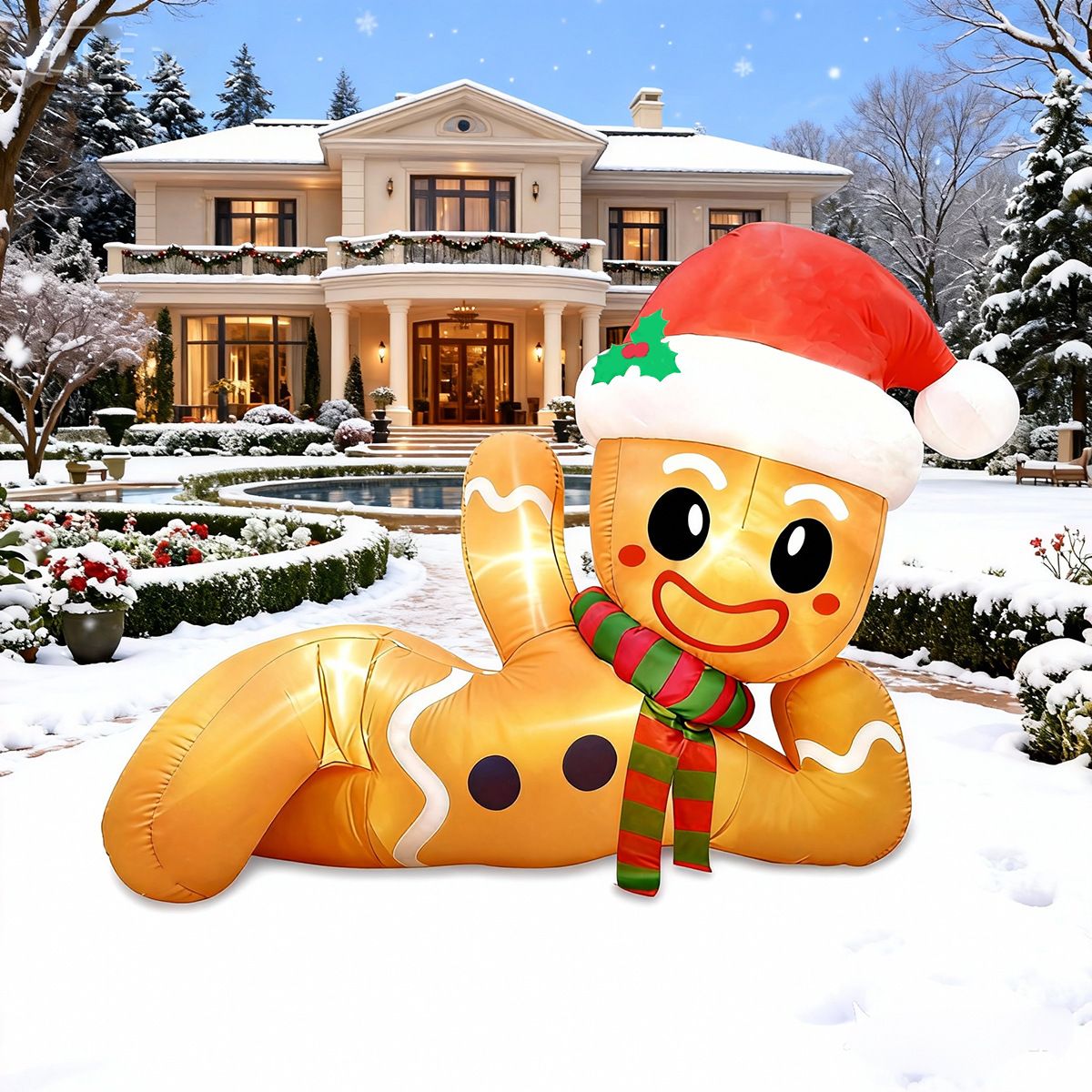 10FT Inflatable Gingerbread Man Christmas Decoration with LED Lights, Weatherproof Blow-Up Yard Display for Outdoor Lawn, Garden, Patio and Front Porch Holiday Festive Decor (Gingerbread Man)