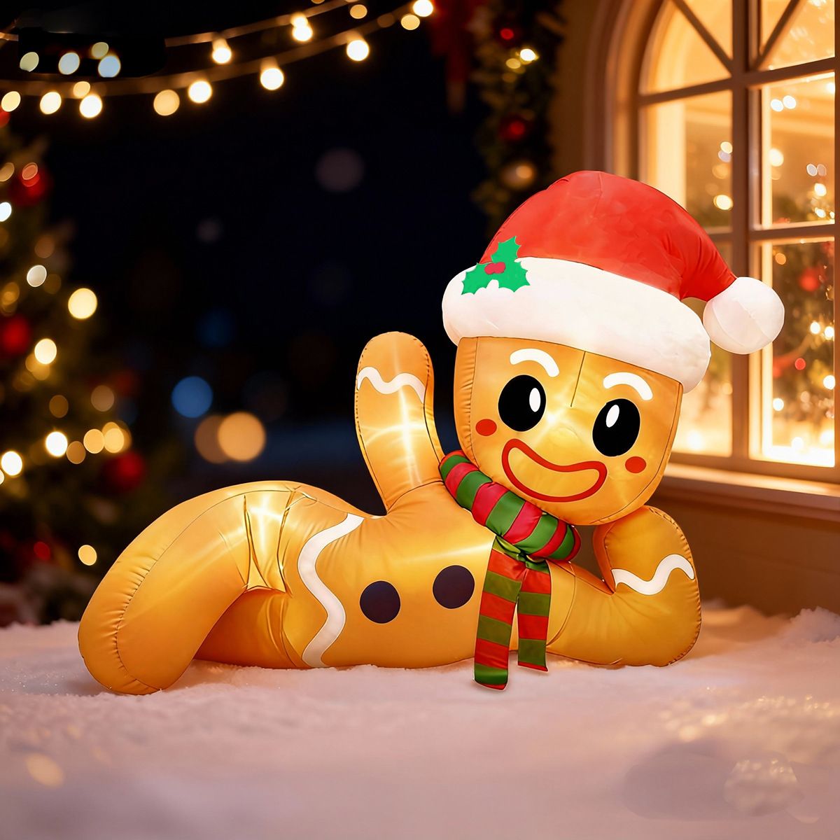 10FT Inflatable Gingerbread Man Christmas Decoration with LED Lights, Weatherproof Blow-Up Yard Display for Outdoor Lawn, Garden, Patio and Front Porch Holiday Festive Decor (Gingerbread Man)