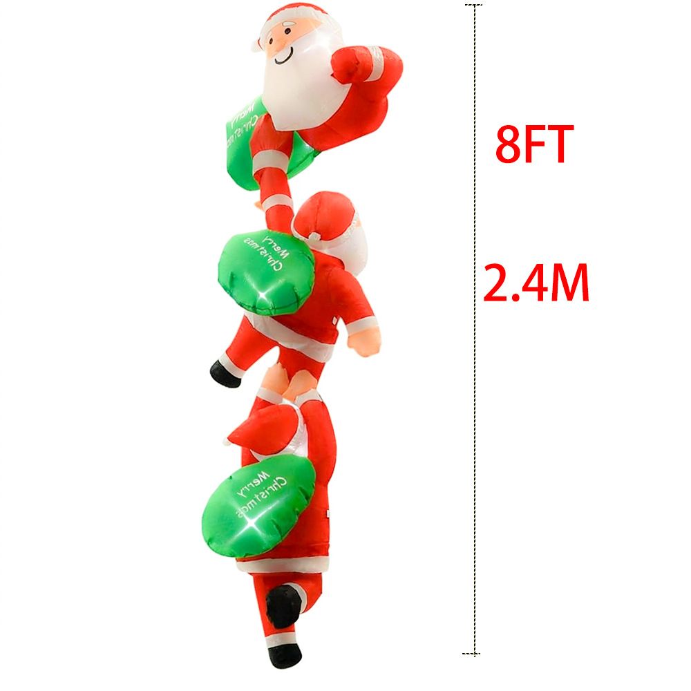 8FT Christmas Inflatable Three Santa Claus Climbing Wall Decoration with LED Lights, Blow Up Holiday Yard Display for Outdoor Party, Home Roof and Sunroom Festive Setup (Three Santa Claus Climbing Wall)
