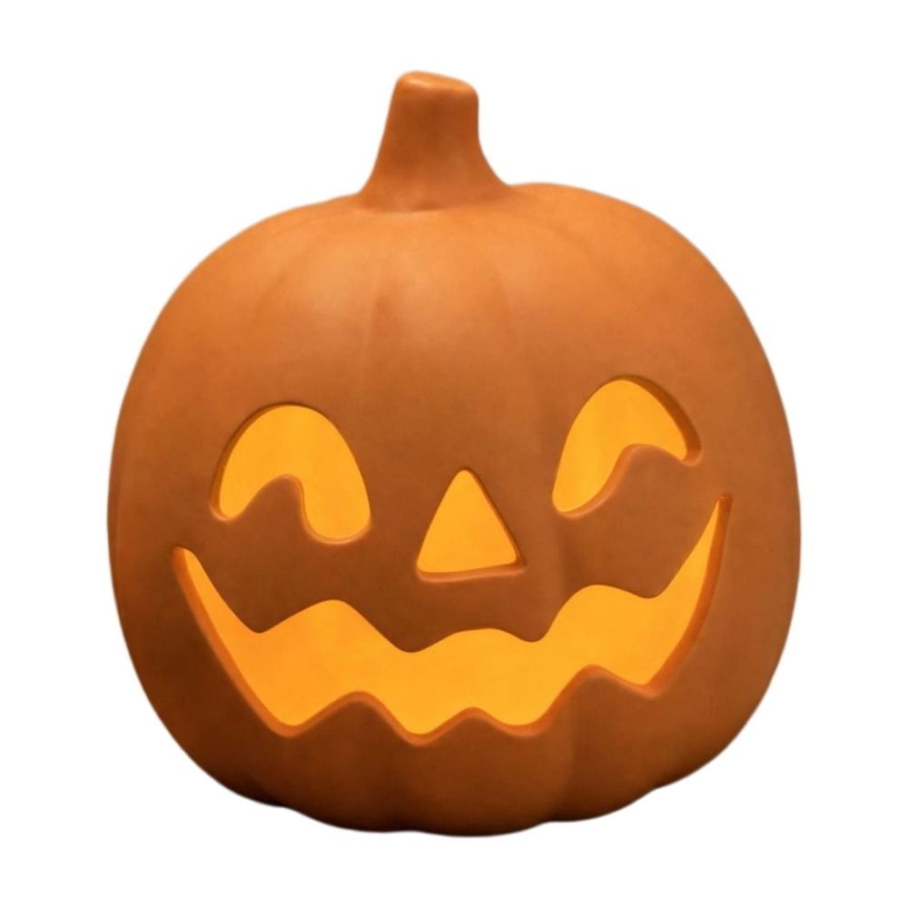 Halloween Pumpkin Light, Matte Terracotta Style Pumpkin Candle Holder, Hollow Face Tabletop Decor for Fall Thanksgiving Home Shelf Centerpiece 6 inch