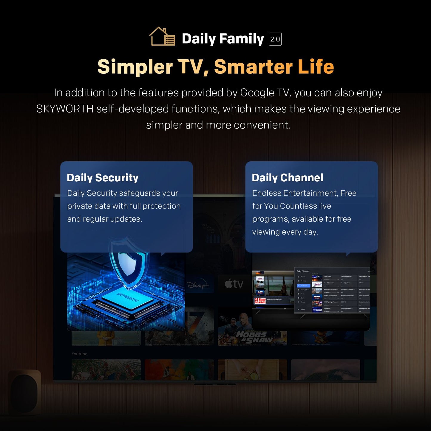 SKYWORTH Q6600H 75" - QLED+ 4K Smart Google TV, Gen 5 Quantum Dot, 120Hz Refresh Rate, AI-Powered Picture, Dolby Audio DBX-tv Audio, Voice Control, Screen Casting, HDR, Eco-Friendly Design