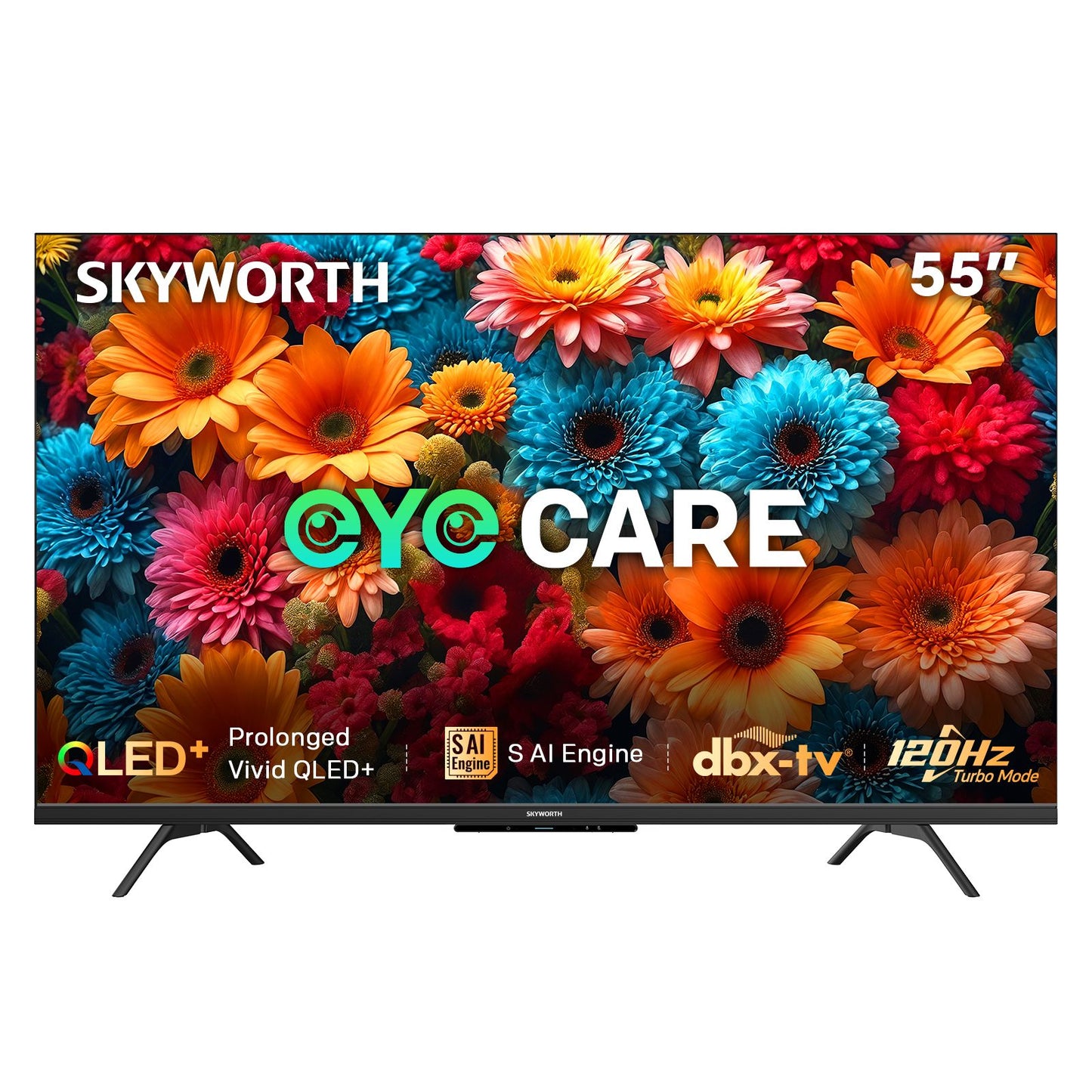 SKYWORTH Q6600H 55" - QLED+ 4K Smart Google TV, Gen 5 Quantum Dot, 120Hz Refresh Rate, AI-Powered Picture, Dolby Audio DBX-tv Audio, Voice Control, Screen Casting, HDR, Eco-Friendly Design
