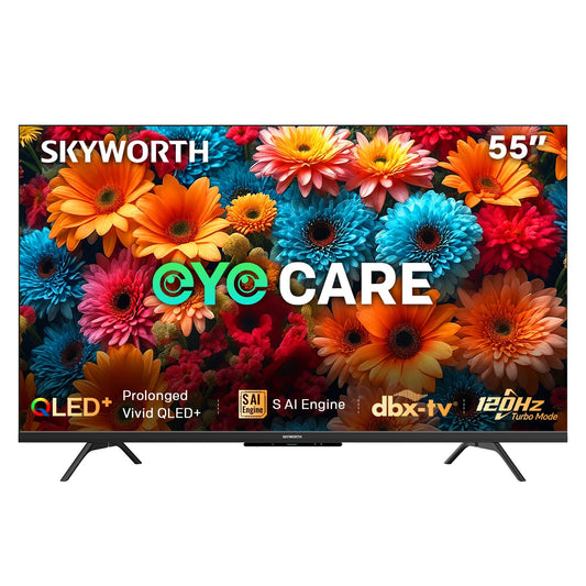 SKYWORTH Q6600H 55" - QLED+ 4K Smart Google TV, Gen 5 Quantum Dot, 120Hz Refresh Rate, AI-Powered Picture, Dolby Audio DBX-tv Audio, Voice Control, Screen Casting, HDR, Eco-Friendly Design